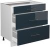 Küchenunterschrank Fame-Line Dunkelblau Hochglanz 80 cm mit 3 Schubladen, AP Anthrazit Vicco Bild 4