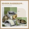 Kratzbaum Kompakt Mit Sisalbrücke & Spielball - Kleiner Katzenbaum Aktivitätszentrum Mit Plüschbezug, Für Katzen Bis 4kg, Grau Bild 4