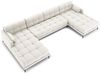Micadoni Panorama-Sofa Mamaia 6-Sitzer Strukturierter Stoff Neve Helles Beige schwarze Beine Bild 2