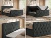 Boxspringbett mit gesteppter Front und Kopfteil, Multipocket-Matratze, zwei Bettkästen - MIREN DUO - 160 x 200 cm - Dunkelgrau Stoff - H3 Bild 2
