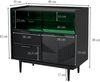 Flieks Sideboard mit 2 Schubladen und 2 Glasschiebetüren (1 St, B80/T35/H80 cm), Kommode mit LED-Beleuchtung Wohnzimmerschrank Schwarz, Metallbeine Bild 3