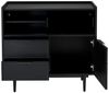 Flieks Sideboard mit 2 Schubladen und 2 Glasschiebetüren (1 St, B80/T35/H80 cm), Kommode mit LED-Beleuchtung Wohnzimmerschrank Schwarz, Metallbeine Bild 2
