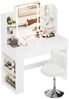 HOMALL Schminktisch Set aus Schminktisch und Hocker, mit einstellbarer Helligkeit (Maße: 90/110 × 40 × 135 cm, LED-Beleuchtung, 8 offene Fächer + 2 Schubladen, Seitenteile nach links oder rechts austauschbar, für eine bessere Raumnutzung) Bild 2