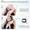 SURFOU Reisekissen Nackenkissen Flugzeug U-Form Nackenhörnchen Memory Foam mit Haube, Abnehmbarer, maschinenwaschbarer Kissenbezug, Verstellbare Kordel, Faltbares U-förmiges für optimale Nackenanpassung, Große Kapuze für effektiven Lichtschutz, mit Auf... Bild 3