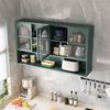 MODFU Wandhängeschrank Hängeschrank Wandhängeschrank,Four-door,Glass Wall Cabinet Storage, 120CM Vier-Türen Glas-Wandregal, Wandmontiert, Ideal für Küche, Wohnzimmer, Badezimmer, Space-Saving Design, Langlebig, Vielseitige Nutzung Bild 3