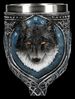 Figuren Shop GmbH Becher Wolf Kelch – Schattenwolf Ritual Kelch Fantasy Gothic Becher 19,5 cm, Kunststein (Polyresin), Edelstahl Bild 4
