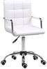 HOMCOM Bürostuhl Drehstuhl Kosmetikhocker Rollhocker Drehhocker Arbeitshocker Chefsessel Stuhl Schreibtischstuhl Metall PU Weiß 52,5 x 54 x 84-99 cm Bild 1