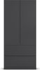 rauch Kleiderschrank, Drehtürenschrank COSTA, 2-türig, 2 Schubkästen, push-to-open, Grau metallic, 91 x 197 x 54 cm Bild 2
