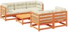 vidaXL 6-tlg. Garten-Sofagarnitur mit Kissen Wachsbraun Kiefernholz 3299291 Bild 2