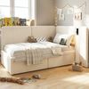 Daybett 90x200 cm mit 2 Schubladen, Polsterbett, Tagesbett, Schlafsofa mit USB-Ladeanschluss und Leselampe, Samt, beige Bild 4