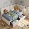 Daybett 90x200 cm mit 2 Schubladen, Polsterbett, Tagesbett, Schlafsofa mit USB-Ladeanschluss und Leselampe, Samt, beige Bild 5