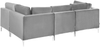 Ecksofa Samtstoff grau linksseitig 4-Sitzer EVJA Bild 5
