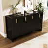 Sideboard 140x38x80 cm - Elegantes Design in Schwarz mit goldenen Akzenten Bild 4