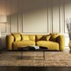 Kurzflorteppich Velours Texturiert | Wohnteppich Rutschfest | Kunstfaserteppich Robust | Modernes Muster | Senfgelb 120x170cm 11mm Florhöhe | TIBER-Rom von Kadima Design Bild 2