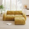 Flieks Modulares Sofa 2-Sitzer mit Hocker, Cloud Sofa mit runden Armlehnen, Chenille weich, rahmenlos bodennah, Lounge Sofa, Gelb Bild 2