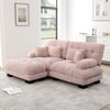 Ecksofa, Cloud Ecksofa für Wohnzimmer Chenille Doppelsofa mit 2 Lendenkissen und 2 Dekokissen Polstersofa mit breiten Armlehnen und Ottoman, Chenille, Rosa Bild 3
