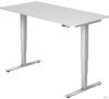 Sitz-Steh-Schreibtisch elektrisch XDSM16 160x80cm Weiß Gestellfarbe: Silber Bild 1