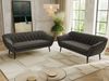 Wohnzimmerset Möbelset PIRS 3-3, Armlehnen, Wellenfederung, schwarze Füße, Dreisitzer Sofa, Polstermöbel Set - Hellgrau Velvet Bild 4