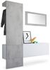 Vladon Garderobe Carlton Set 4, Garderobenset bestehend aus 1 Garderobenpaneel, 1 Schrankmodul und 1 Wandspiegel, Weiß matt/Beton Oxid-Optik (156 x 193 x 35 cm) Bild 5