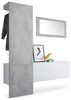 Vladon Garderobe Carlton Set 4, Garderobenset bestehend aus 1 Garderobenpaneel, 1 Schrankmodul und 1 Wandspiegel, Weiß matt/Beton Oxid-Optik (156 x 193 x 35 cm) Bild 4
