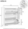 Schuhschrank mit Sitzbank, 3 Klappen & Schublade, 119 x 24 x 122 cm, Weiß Bild 3