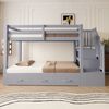 Flieks Etagenbett Oberbett 90x200 cm Unterbett 90/180x190 cm, Kinderbett mit Stauraumtreppe Schubladen Ausziehbett 90x190 cm Bild 4