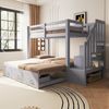 Flieks Etagenbett Oberbett 90x200 cm Unterbett 90/180x190 cm, Kinderbett mit Stauraumtreppe Schubladen Ausziehbett 90x190 cm Bild 2
