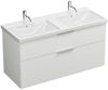 Burgbad EQIO Waschbecken mit Unterschrank 123 cm breit, Weiß Hochglanz, Doppelwaschbecken Keramik Weiß Bild 2