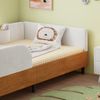 Kinderbett mit Lattenrost, 2 Taschen und Rausfallschutz, 90x200 cm, Polsterbett, Einzelbett, Samt Bild 4