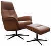 KAWOLA Relaxsessel JOSIANE Drehsessel Leder braun mit Hocker 107 x 87 x 78 cm Bild 3