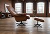 KAWOLA Relaxsessel JOSIANE Drehsessel Leder braun mit Hocker 107 x 87 x 78 cm Bild 2
