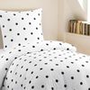 Bettwäsche Set 155x220 Weiß Polka Dot Muster Mikrofaser Reißverschluss Bild 3