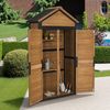 M MCombo Gartenschrank Gartenhaus Holz Metgallgestell Wetterfest, Gerätehaus Outdoor, für Außenbereich Garten Terrasse, Geräteschuppen mit 2 Bewegliche Regale, 2736 (Natur) Bild 5