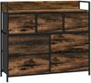 Kommode 98 x 29 x 85 cm mit 7 Stoffschubladen und Ablagefläche – brauner Aufbewahrungsschrank im Industrial-Stil Bild 5