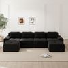 Modulares Sofa aus Cord mit rutschfester Basis & 2 Ottomanen, schwarz Bild 2