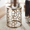 Beistelltisch Marmor Weiß 46x46x55cm Metall Gold Rund Modern Bild 3