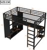 Merax Kinderbett 140x200cm Metall-Gaming-Hochbett mit LED, Schreibtisch, offenem Kleiderschrank und Ablagefächern, Schwarz Bild 4