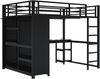 Merax Kinderbett 140x200cm Metall-Gaming-Hochbett mit LED, Schreibtisch, offenem Kleiderschrank und Ablagefächern, Schwarz Bild 5