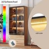 Merax Badezimmerschrank, mittel, mit Lichtleiste, 75 cm breit, mit 2 großen Schubladen und 2 Türen, Glastür, Natur Bild 4