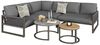 OKWISH Sofa Gartenmöbelset,mit verzinktem Eisengestell, Garten-Lounge-Set für 6-7 Personen, modernes Ecksofa mit verzinktem Eisengestell, wetterfesten Kissen, verstellbaren Beinen und zwei eleganten Couchtischen. 5 Teile, mit Relaxfunktion Bild 4