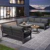 OKWISH Sofa Gartenmöbelset,mit verzinktem Eisengestell, Garten-Lounge-Set für 6-7 Personen, modernes Ecksofa mit verzinktem Eisengestell, wetterfesten Kissen, verstellbaren Beinen und zwei eleganten Couchtischen. 5 Teile, mit Relaxfunktion Bild 2