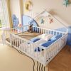Kinderbett 140×190 cm im Hausdesign mit Rausfallschutz Weiß, ohne Matratze Bild 5