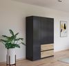 Rauch Möbel Costa, Kleiderschrank für Schlafzimmer, Kinderzimmer, Babyzimmer, Garderobe, Flur, 3-türig, 2 Schubladen, Push-to-Open, mit Zubehör Classic, Farbe Grau metallic, Schwarz, Breite 136 cm Bild 2