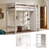 Merax Kinderbett Hochbett mit Kleiderschrank und 6 Regalen Einzelbett Liegefläche 90x200 cm - 208x110x186(BxTxH) Weiß Bild 3