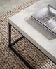 Couchtisch 60x60x38 cm Sandfarben Stein-Optik Metallbeine Modern Quadratisch Beige Bild 5
