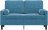 vidaXL 2-Sitzer-Sofa mit Zierkissen Blau 120 cm Samt 3278218 Bild 3