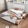 Bett 140x200 cm mit Stauraum – Weiß/Eiche, inkl. Lattenrost und variablen Schubladen Bild 4