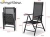 sunnypillow 2er Set Gartenstühle und Gartenstuhlauflagen Hochlehner | 120 x 50 x 9 cm Hochlehner Auflage wasserdicht UV-lichtecht | Klappstuhl für Garten Polsterauflagen Stuhlauflage | Anthrazit Bild 2