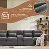 Big-Sofa, 4-Sitzer inkl. loser Zier- und Rückenkissen, Zwischentisch, USB-Anschlüssen, Polstersofa, Wohnzimmersofa, Leinen Bild 5
