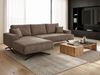 GRAINGOLD Ecksofa L-Form Leto, Wohnzimmer Ecksofa, Metallbeine, Velvet-Stoff, Braun, Links Bild 3